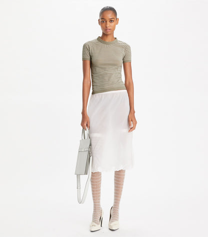 Tory Burch Striped Nylon Mockneck - Gray Chateau