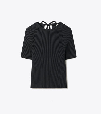 Tory Burch Ribbed Cotton Pullover - Black