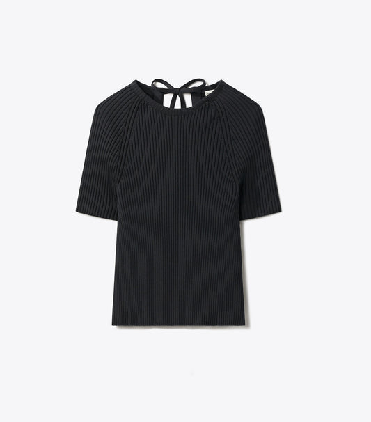 Tory Burch Ribbed Cotton Pullover - Black