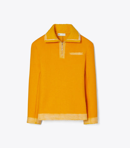 Tory Burch Half-Zip Wool Sweatshirt - Winter Sun