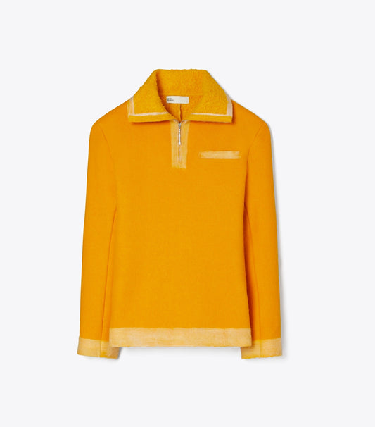 Tory Burch Half-Zip Wool Sweatshirt - Winter Sun