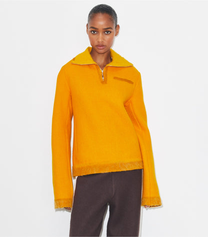 Tory Burch Half-Zip Wool Sweatshirt - Winter Sun
