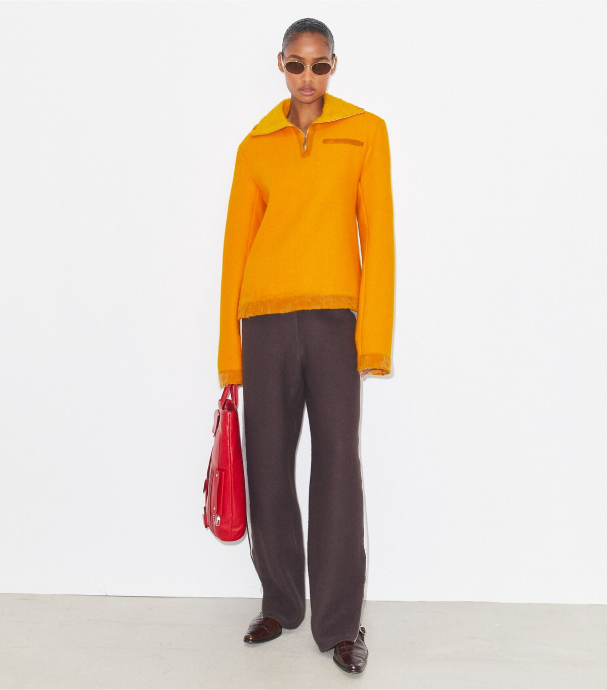 Tory Burch Half-Zip Wool Sweatshirt - Winter Sun