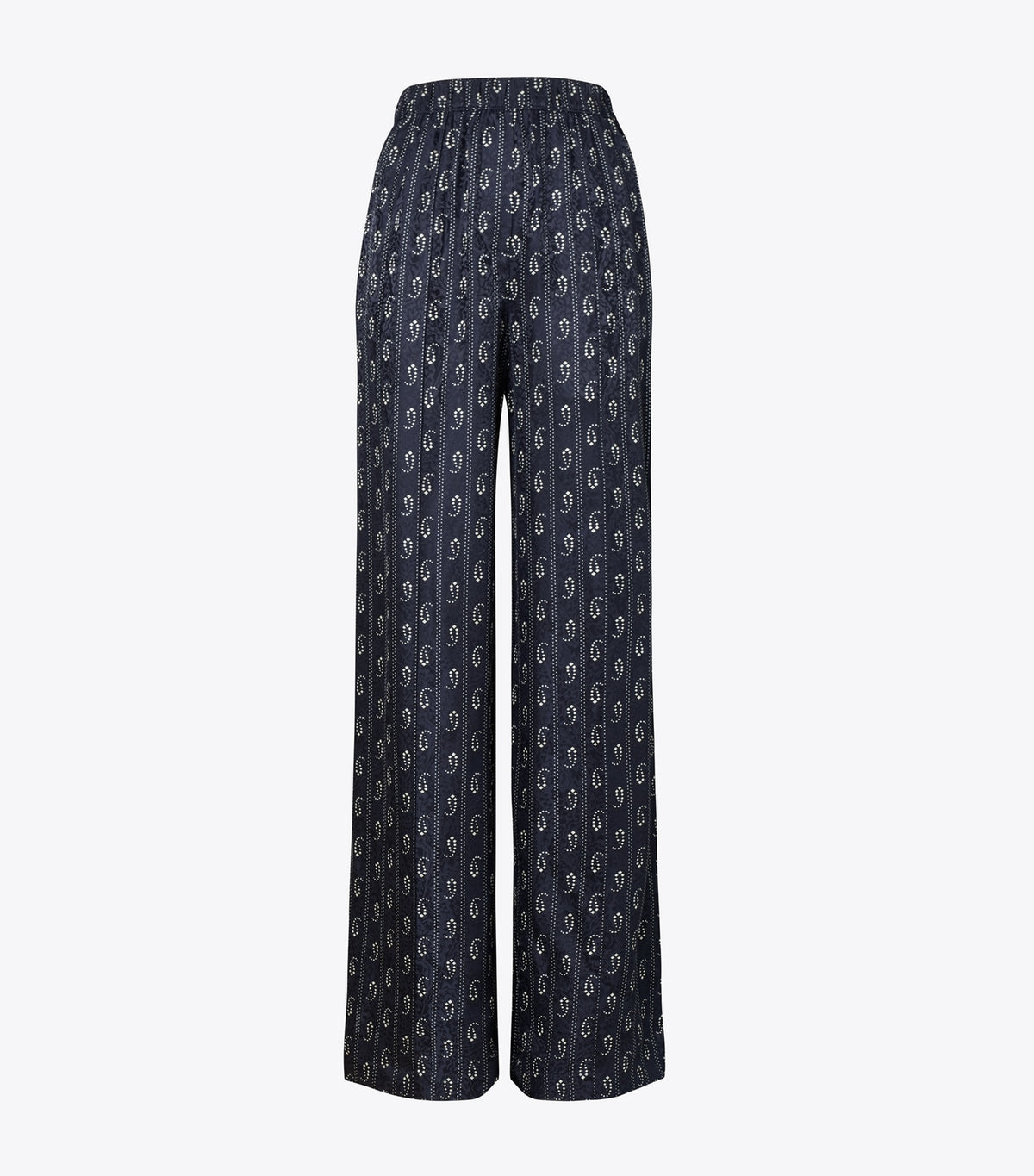 Tory Burch Relaxed-Fit Jacquard Pants - Medium Navy Paisley