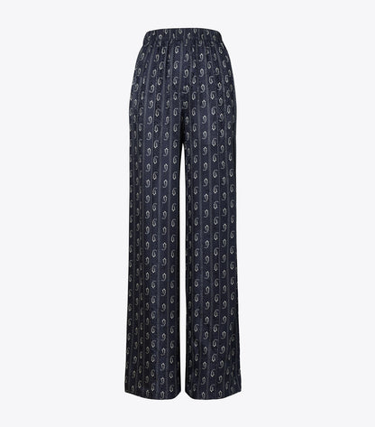 Tory Burch Relaxed-Fit Jacquard Pants - Medium Navy Paisley