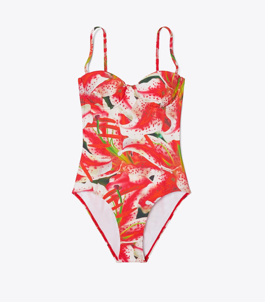 Tory Burch Balconette Swimsuit - Pink Lily