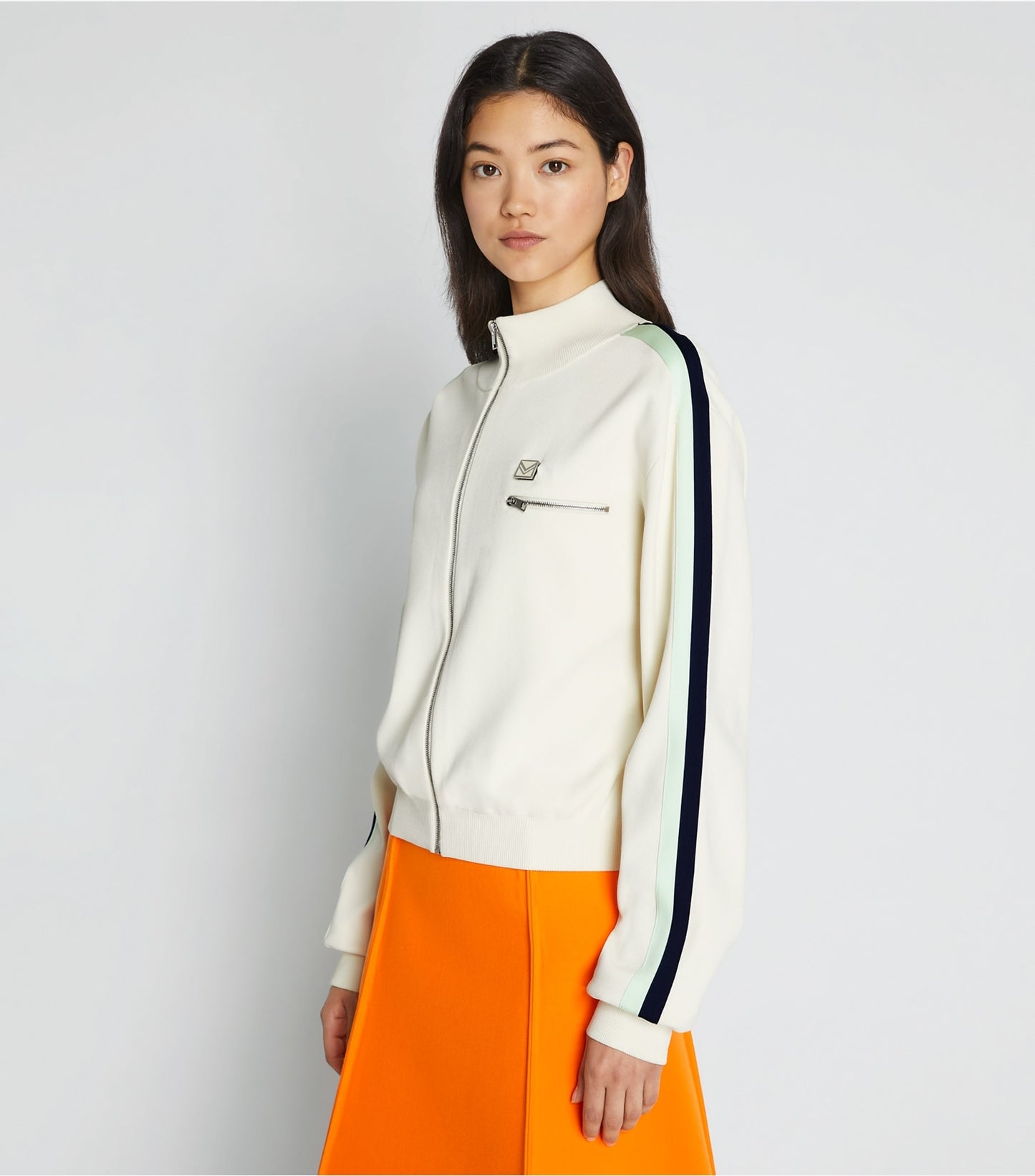 Tory Burch Tech Knit Track Jacket - New Ivory