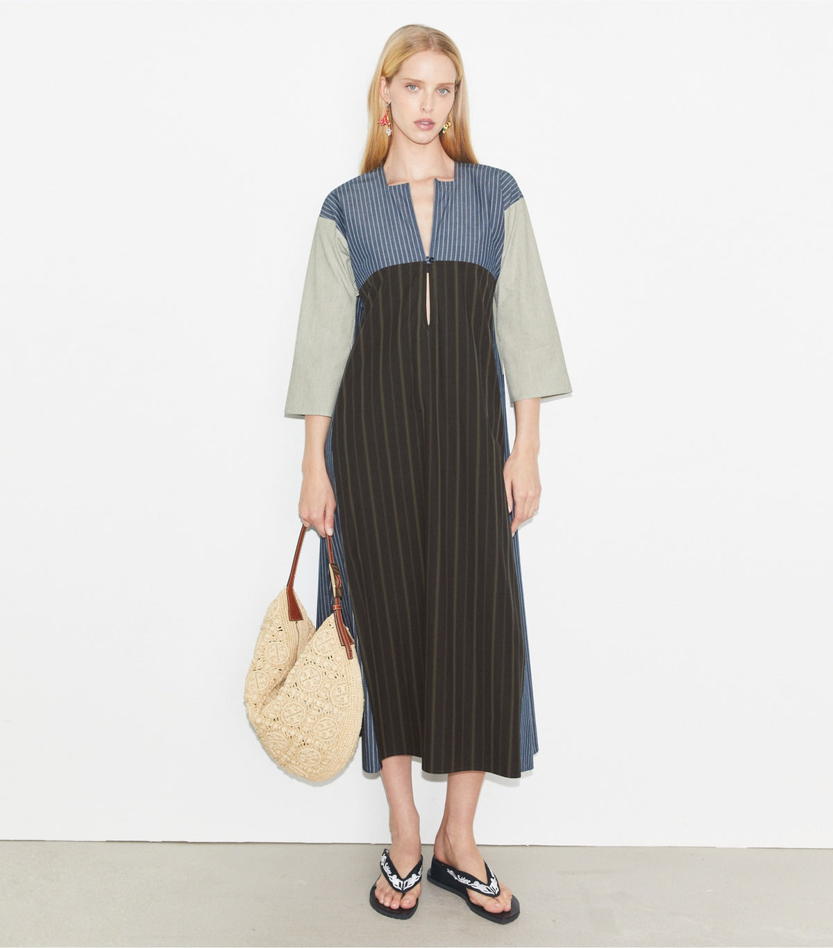 Tory Burch Striped Caftan - Navy / Ivory