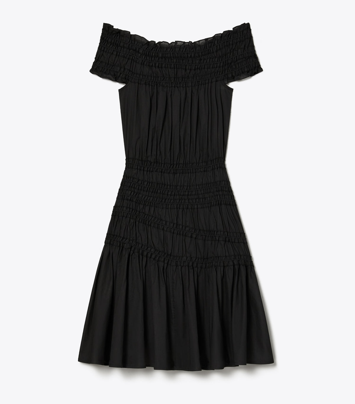 Tory Burch Smocked Cotton Dress - Black