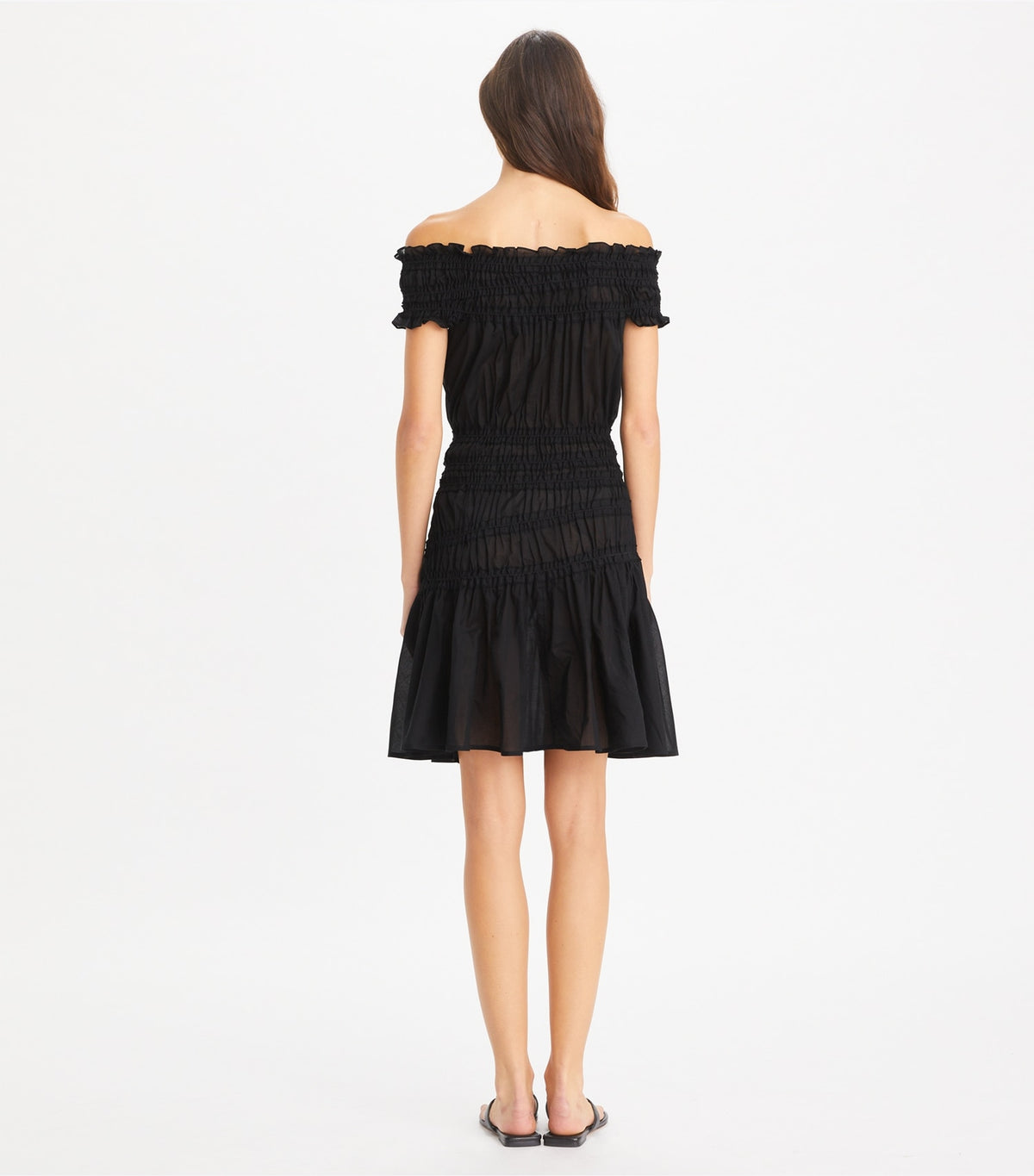 Tory Burch Smocked Cotton Dress - Black