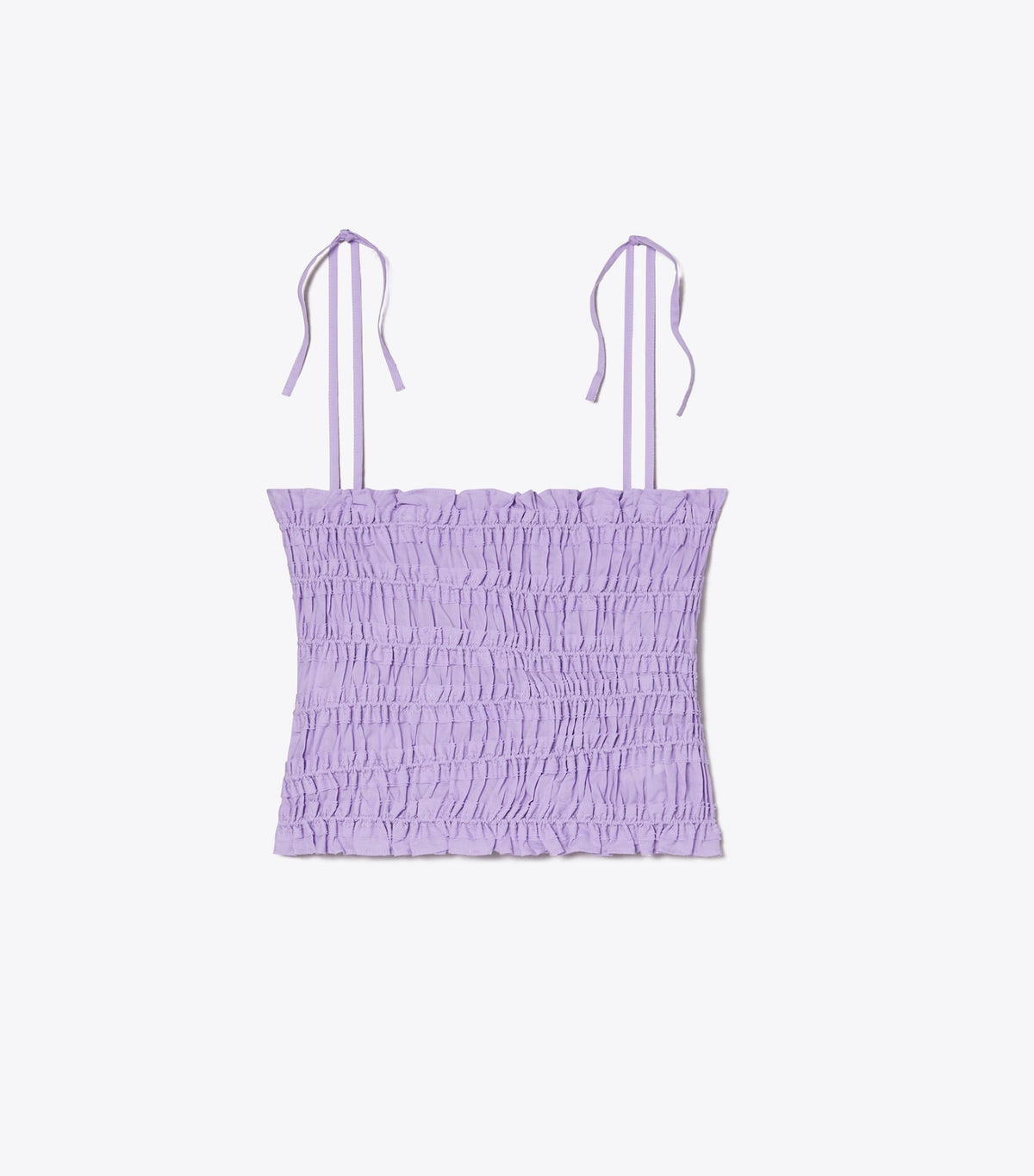 Tory Burch Smocked Cotton Top - Lilac Frost