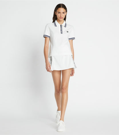 Tory Burch Tech Piqué Logo Stripe Tennis Skirt - Snow White
