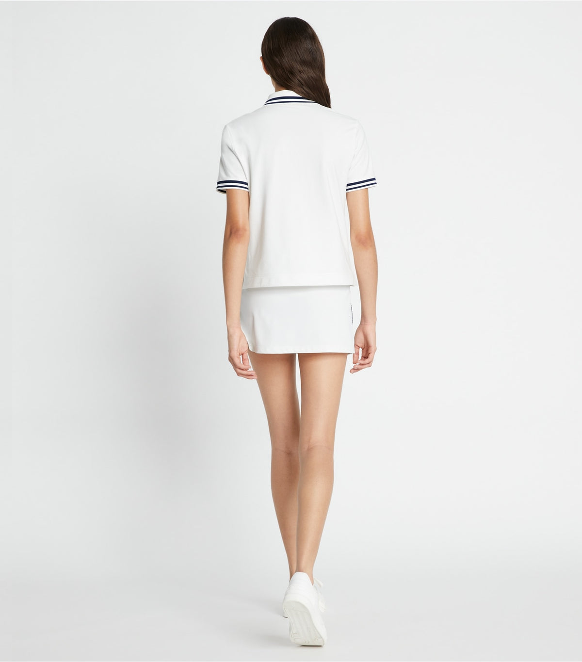 Tory Burch Tech Piqué Logo Stripe Tennis Skirt - Snow White