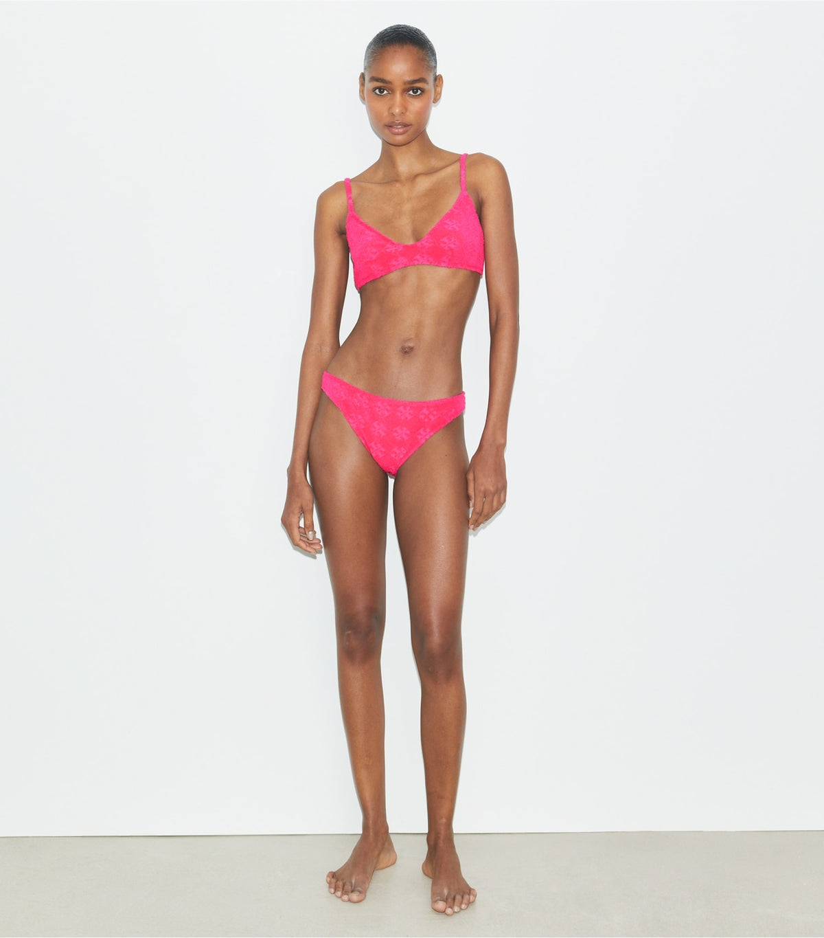 Tory Burch Terry Logo Bikini Top - Bold Pink
