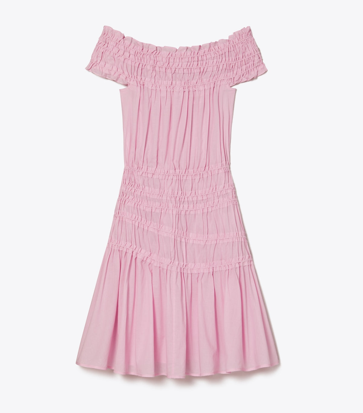 Tory Burch Smocked Cotton Dress - Light Pink