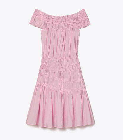 Tory Burch Smocked Cotton Dress - Light Pink