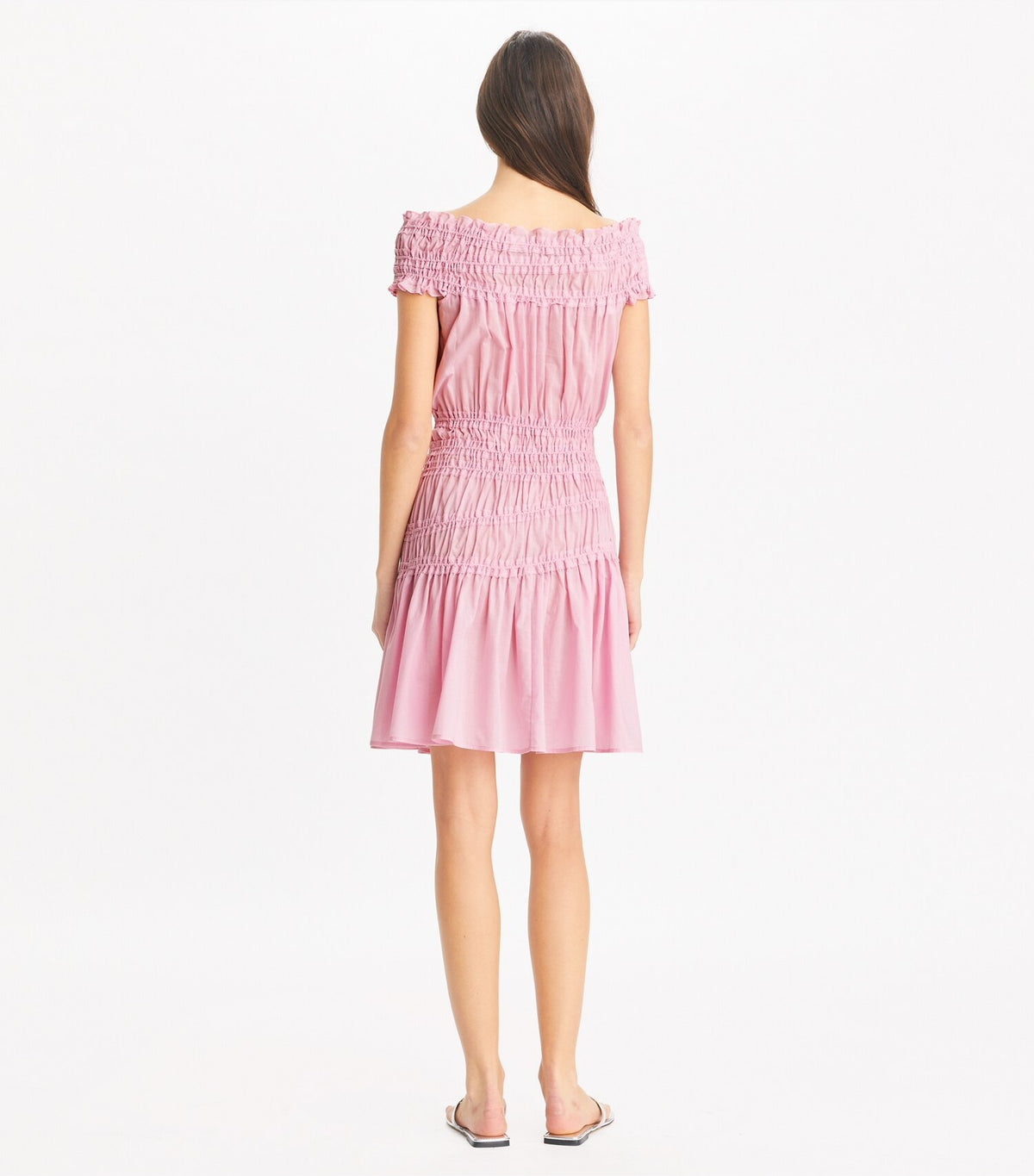 Tory Burch Smocked Cotton Dress - Light Pink