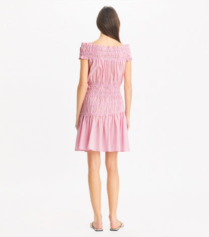 Tory Burch Smocked Cotton Dress - Light Pink