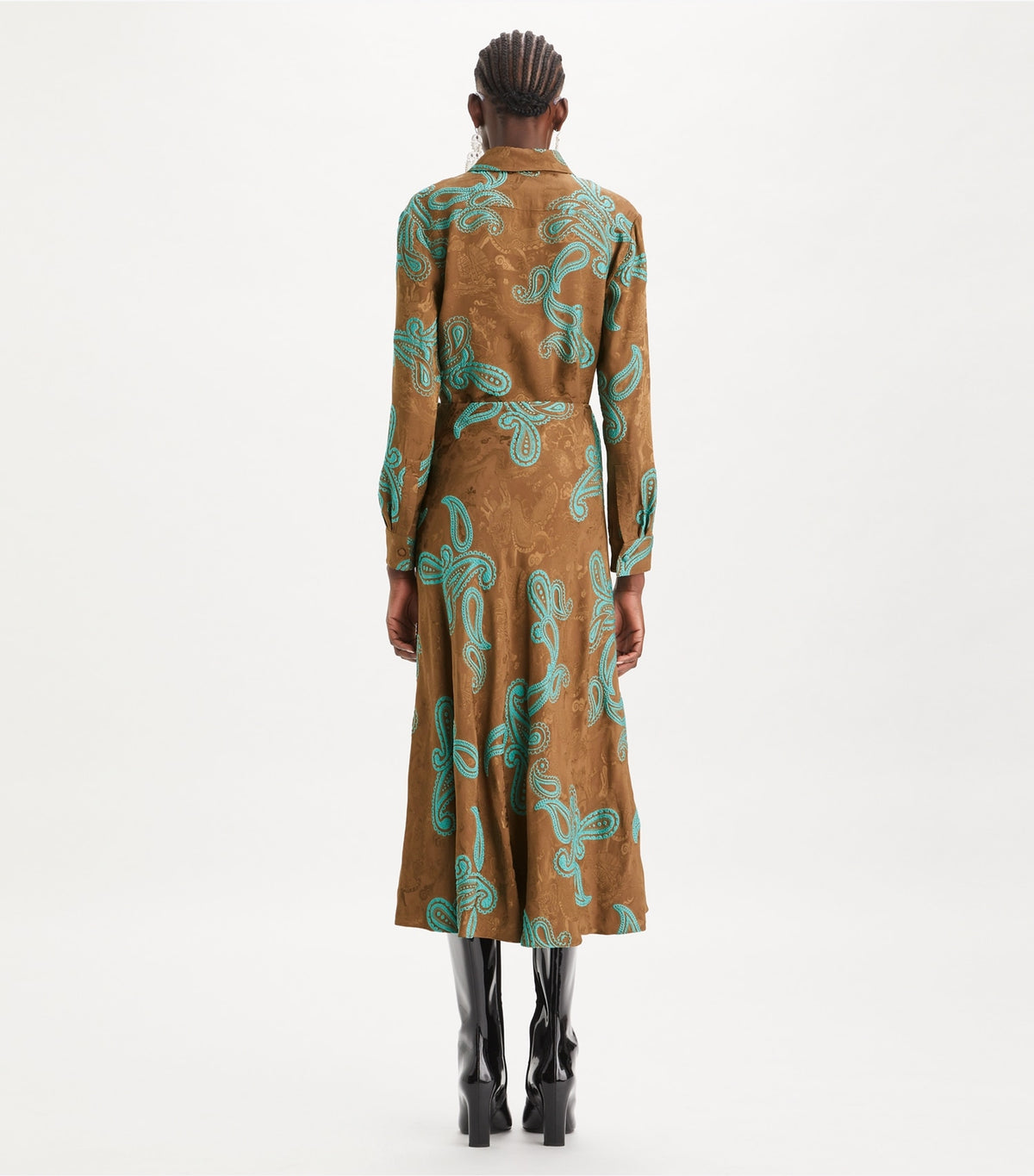 Tory Burch Satin Paisley Skirt - Aqua Stone/Smoked Peppercorn