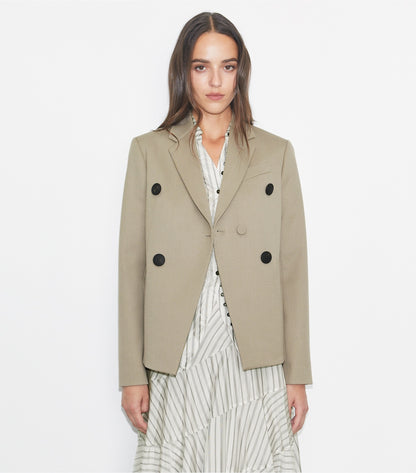 Tory Burch Wool Blend Blazer - Taupe Gray