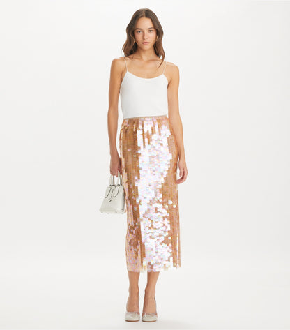 Tory Burch Sequin Skirt - Mocha Mesh