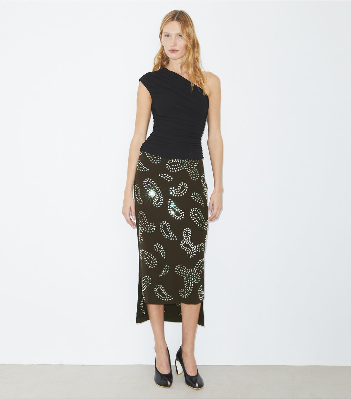 Tory Burch Embellished Viscose Skirt - Chocolate