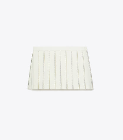 Tory Burch Pick Stitch Pleated Skirt - Snow White