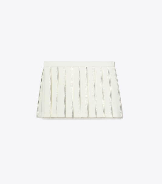 Tory Burch Pick Stitch Pleated Skirt - Snow White