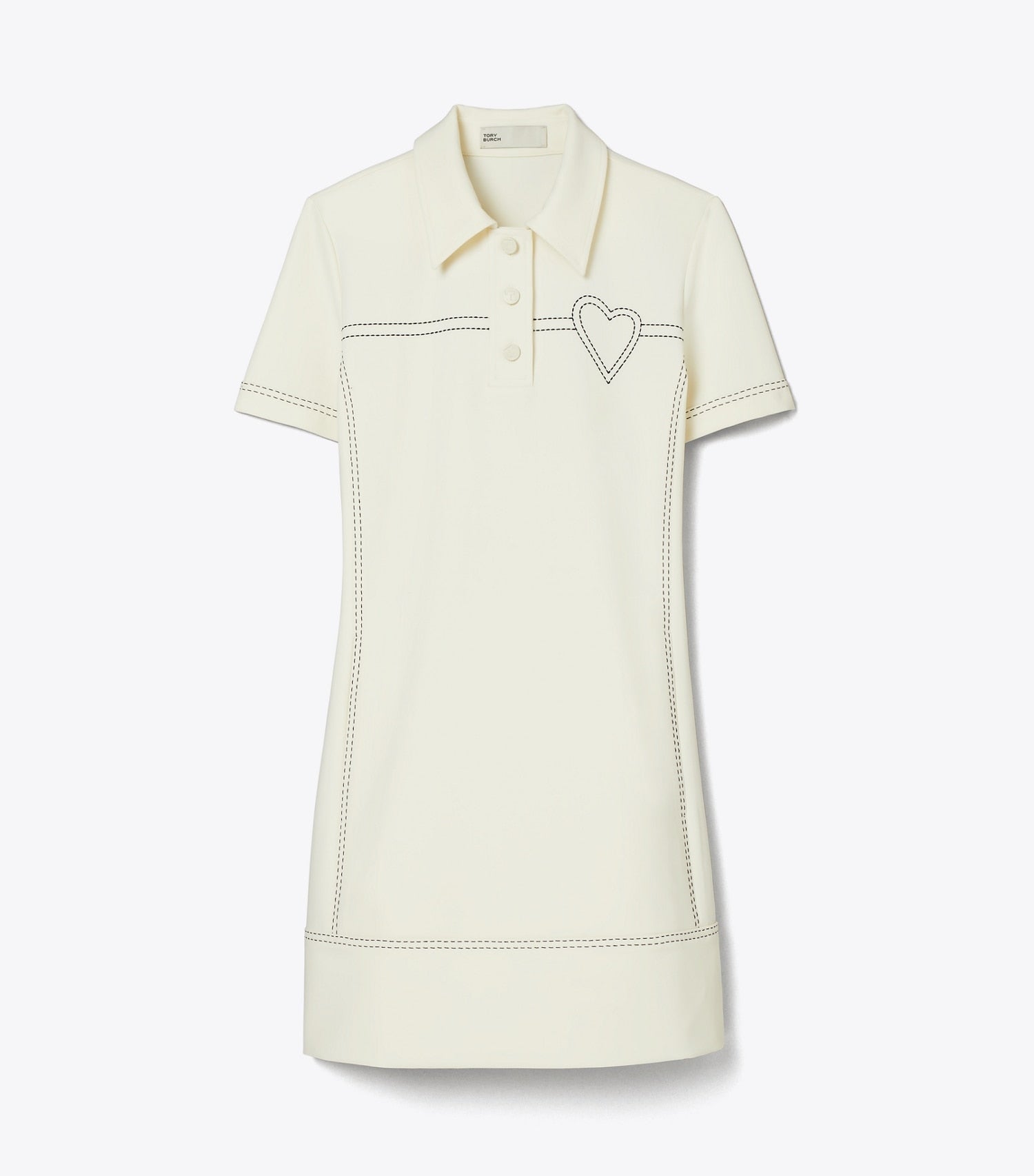 Tory Burch Pick Stitch Stretch Polo Dress - New Ivory