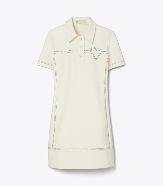 Tory Burch Pick Stitch Stretch Polo Dress - New Ivory