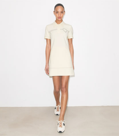 Tory Burch Pick Stitch Stretch Polo Dress - New Ivory