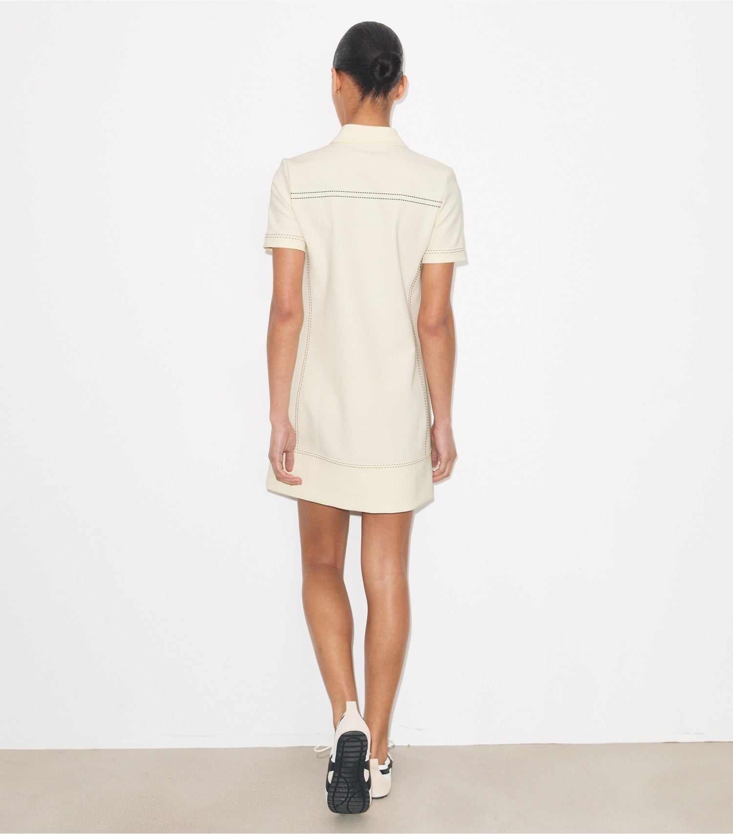 Tory Burch Pick Stitch Stretch Polo Dress - New Ivory