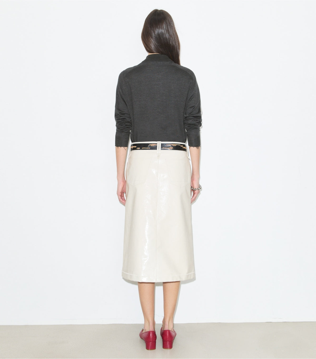 Tory Burch Leather Skirt - Cream