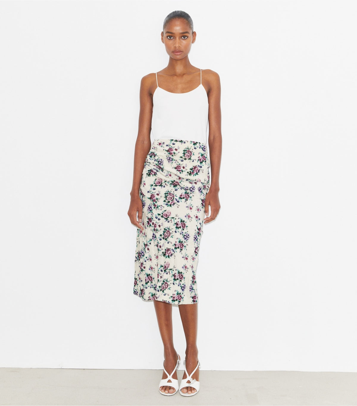 Tory Burch Printed Cotton Velvet Skirt - Purple Floral