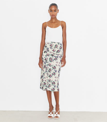 Tory Burch Printed Cotton Velvet Skirt - Purple Floral