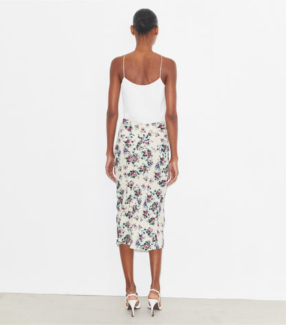 Tory Burch Printed Cotton Velvet Skirt - Purple Floral