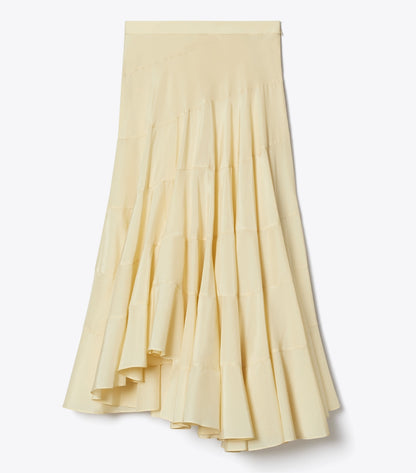 Tory Burch Flared Cotton Silk Skirt - Pale Almond