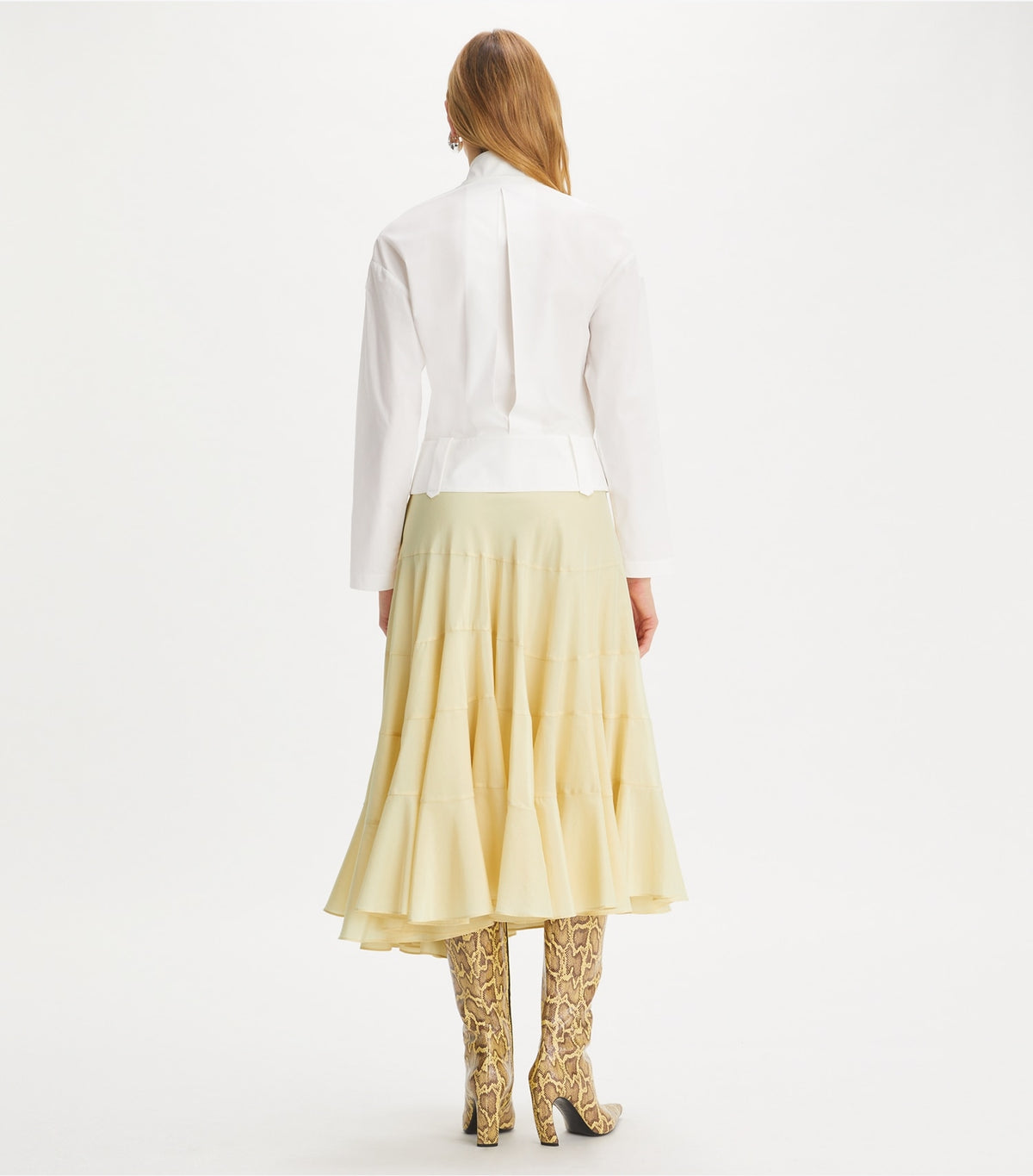 Tory Burch Flared Cotton Silk Skirt - Pale Almond