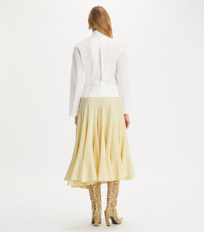 Tory Burch Flared Cotton Silk Skirt - Pale Almond
