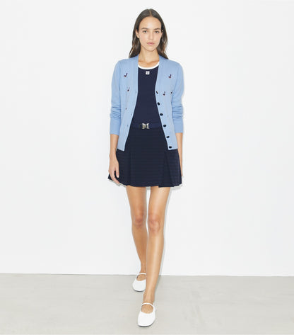 Tory Burch Birdie-Embroidered Cashmere Cardigan - Bella Blue
