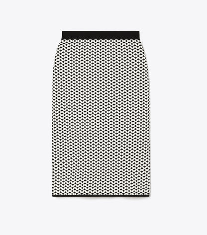 Tory Burch Jacquard Skirt - Black / New Ivory