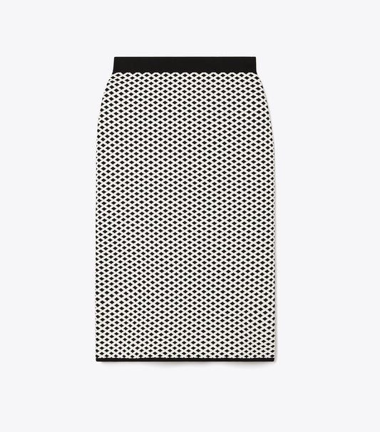 Tory Burch Jacquard Skirt - Black / New Ivory