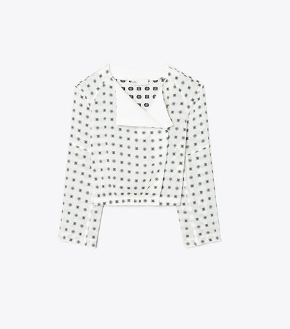Tory Burch Jacquard Wrap Top - Marshmallow Nothing Ditsy