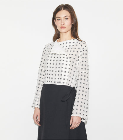Tory Burch Jacquard Wrap Top - Marshmallow Nothing Ditsy