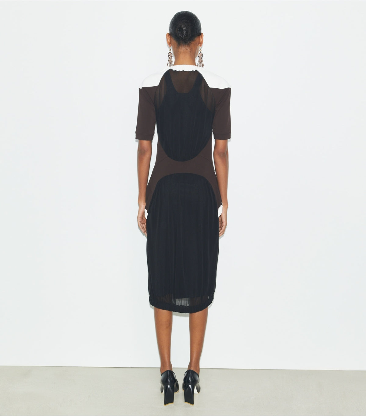 Tory Burch Colorblock Sheer Jersey Dress - Black