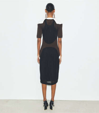 Tory Burch Colorblock Sheer Jersey Dress - Black