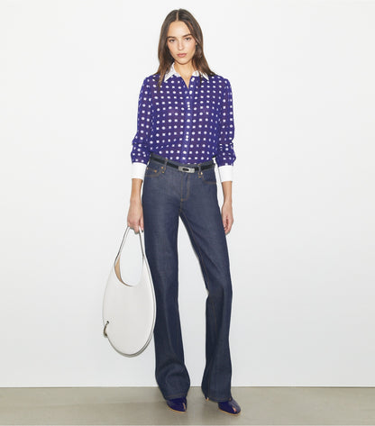 Tory Burch Colorblock Jacquard Shirt - Ballpoint Ink Nothing Ditsy