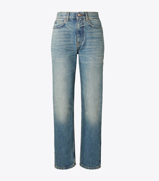Tory Burch Straight Wide-Leg Jean - Classic Vintage Blue Wash