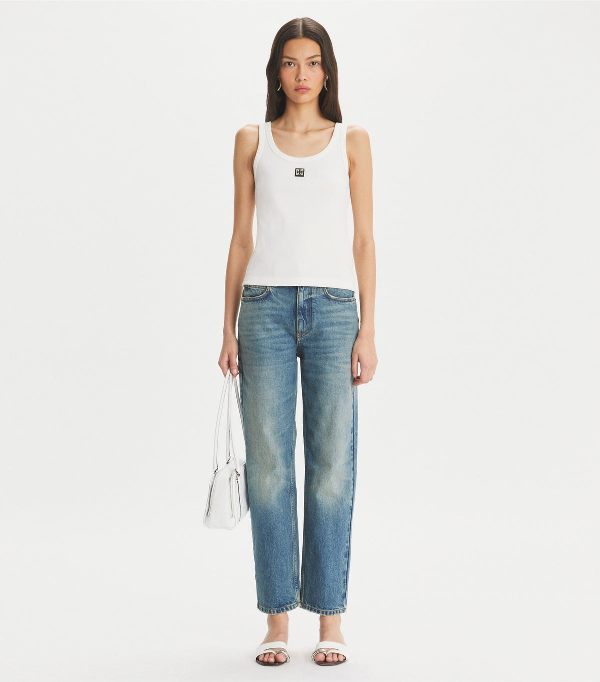 Tory Burch Straight Wide-Leg Jean - Classic Vintage Blue Wash