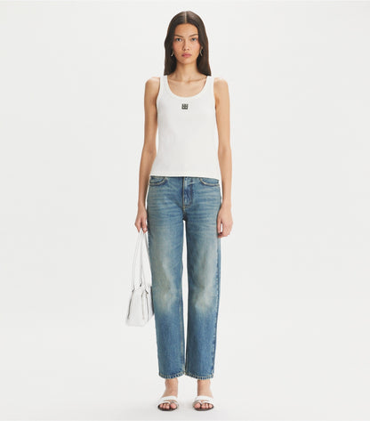 Tory Burch Straight Wide-Leg Jean - Classic Vintage Blue Wash